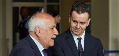 Riyad Mansour, Palestinian Ambassador to the United Nations, and Héctor Gómez Hernández,Permanent Representative of Spain to the UN,