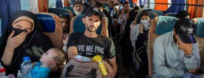 Afghans on a bus heading from Iran to Kabul or Herat