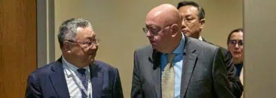 Chinese Ambassador Fu Cong and Russian Ambassador Vasily Nebenzya