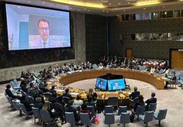 Dario Amodei, CEO of Anthropic addresses the UN Security Council by video call