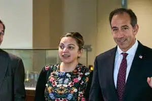 Jeff Bartos, US ambassador to the UN, on the right