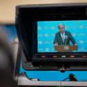 Secretary-General António Guterres (on screen) briefs reporters on the situation in the Middle East.

"My message to all parties is clear: Navigational rights and freedoms must be restored immediately, in line with the Security Council Resolution 2817. Open the Strait. Let all ships pass. Let the global economy breathe again," said the Secretary-General, and concluded: "Now is the time for dialogue. For solutions that pull us back from the brink. And for measures that can open a pathway to peace. The world is waiting."
